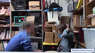 Security guard fucks petite shoplifter in the office