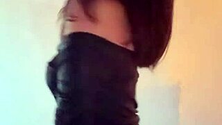 Hot milf secretary slowly strips and shows big boobs