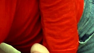 Clothed Babe Sucks Cock Eagerly