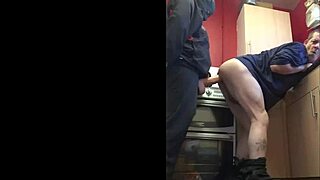 Bisexual guy gets ass pegged by girlfriend in kitchen