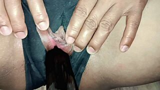 thick squirting ebony with tan lines loves to be creampied by big white cock