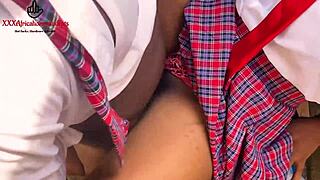 Horny schoolgirl rides that big black cock outside 😈