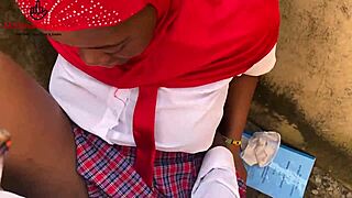 Horny schoolgirl rides that big black cock outside 😈