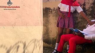 Horny schoolgirl rides that big black cock outside 😈