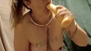 french maid chained and pissing solo