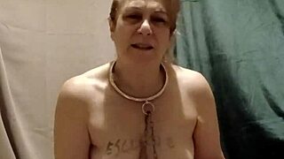 french maid chained and pissing solo