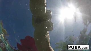 olivia has some summer fun in the pool