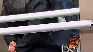Blowjob fuck squirt and cum face in the elevator with chris diamond