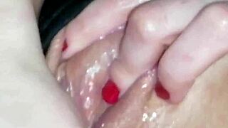 stepmom shows super wet pussy with lipstick