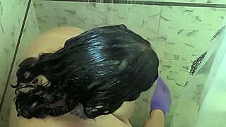 hidden camera in shower catches thick latina bbw washing her big ass