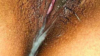 latina milf shows wet pussy close up with creamy ending