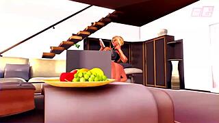 Femboy sucks black shemale cock in 3d