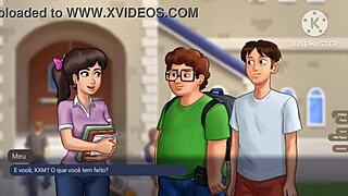 first scenes with erick and mia kxm from summertime saga in portuguese