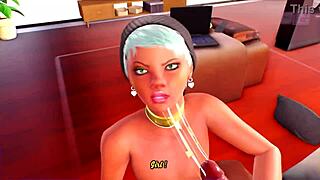 Femboy sucks black shemale cock in 3d
