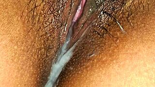 latina milf shows wet pussy close up with creamy ending