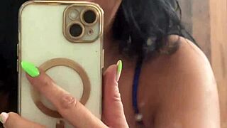 Blue lace mirror tease with my squirt stained mirror