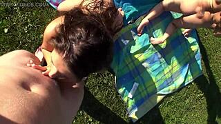 Slutty Swingers Sharing Cocks Outdoors