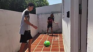 teen brazilian brother interrupts soccer for outdoor car sex