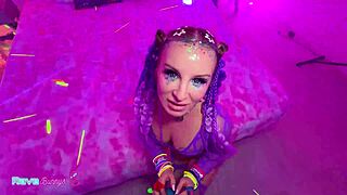 alexandra quintezz rides brian hard under neon lights