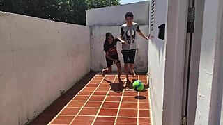 teen brazilian brother interrupts soccer for outdoor car sex