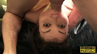 humiliated euro sub swallows cum after rough sex