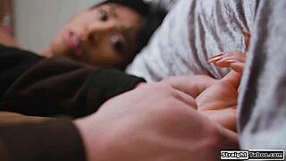 Busty petite 18+ asian ember snow rewards her saviors with a dp