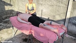 Milf mommy receives deep bareback massage from huge machine cock