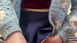 Hana looks sexy in that school skirt outfit with perfect ass