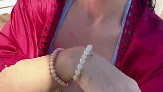 Cute petite asian babe showed her small tits and pussy outside