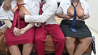 students have threesome in classroom