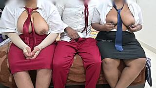 students have threesome in classroom