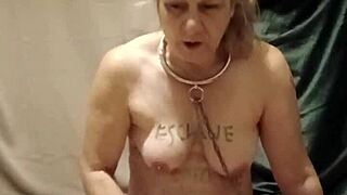 french slave degrades herself with belt and piss