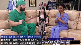 Dr tampa performs relaxed gynecology exam on ditria rose