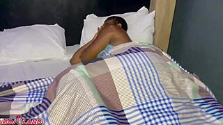 Sexy ebony catches step boyfriend with stepsister