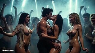 Ai future rave party has naked pierced dj squeezing tits 😍