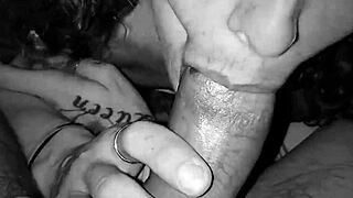 My roommates girl crawls in my bed to suck my cock pov