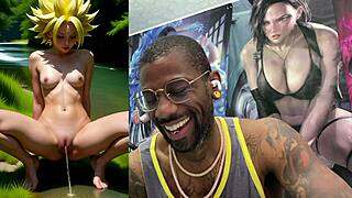 Dbz kale pisses in river while petite slut ciri gets fucked and deepthroats