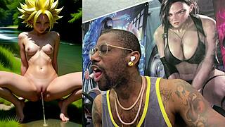 Dbz kale pisses in river while petite slut ciri gets fucked and deepthroats