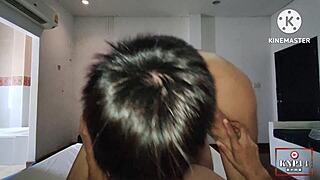This thai milf gets her pussy eaten and double creampied