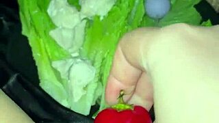 Chicken and vegetables in my virgin teen 18+ beautiful 18year old wet sexy pussy