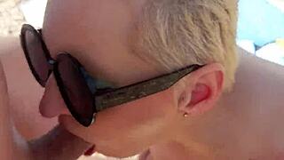 german milf prostitute sandra has sex on beach and deepthroats