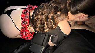 A 19-year-old student loves to fuck her teacher in the car