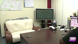 A camgirl has wild office sex with boss
