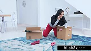 hijab wearing brat punished by stepsisters boyfriend in garage