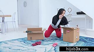 hijab wearing brat punished by stepsisters boyfriend in garage