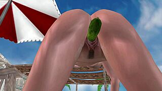 does cucumber in her pussy cause 3d hentai orgasm