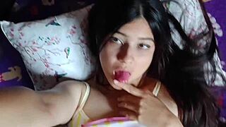 Young housewife gets excited and masturbates she loves having her clitoris touched