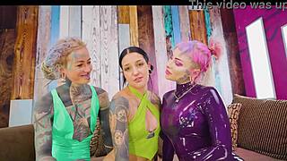 goth chick gangbanged by dommes toyed to squirting orgasms