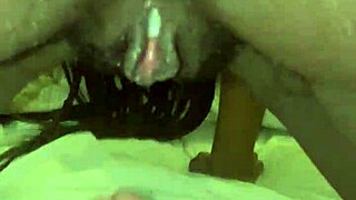 ebony teen pushes out creampie