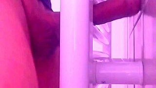 fucking and cumming on towel dryer with 8 tranny cock